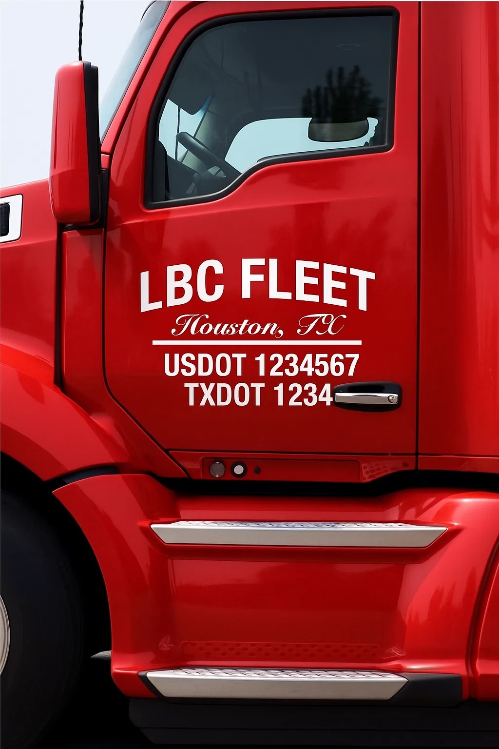USDOT number door marking example showing proper vehicle identification display requirements