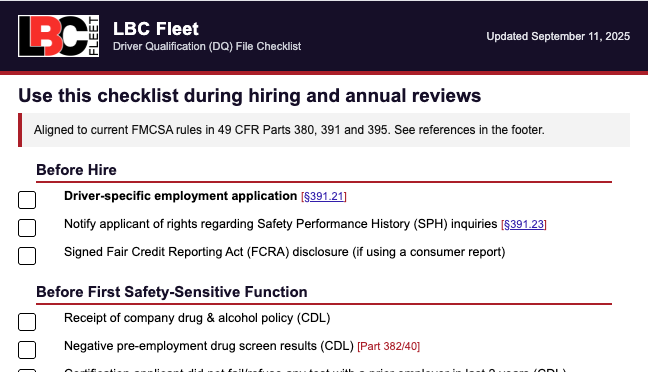 DOT audit driver file documentation