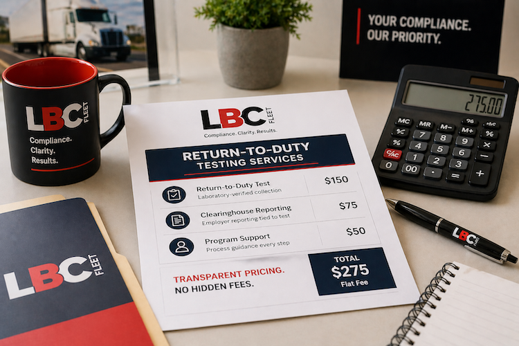 Transparent return-to-duty testing pricing from LBC Fleet