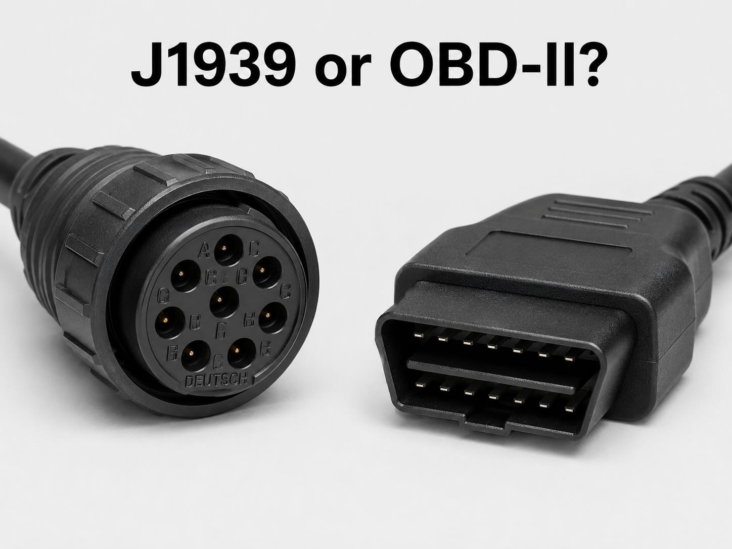 OBD-II port and J1939 connector side by side for GPS device installation