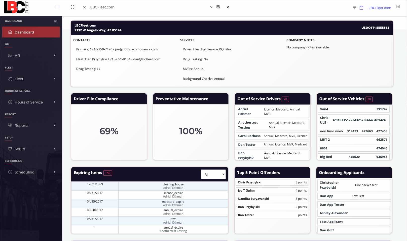 driver qualification files and expirations tracked in one fleet system