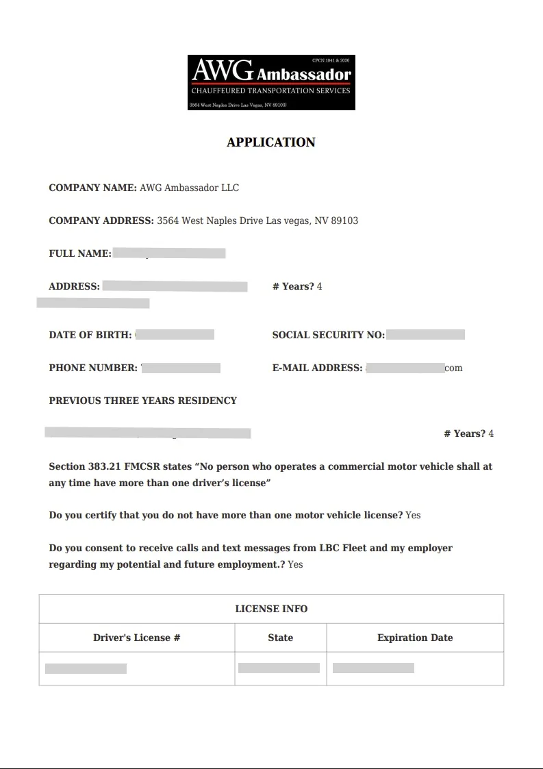 Digital driver qualification file generated by LBC Fleet DOT compliance automation software
